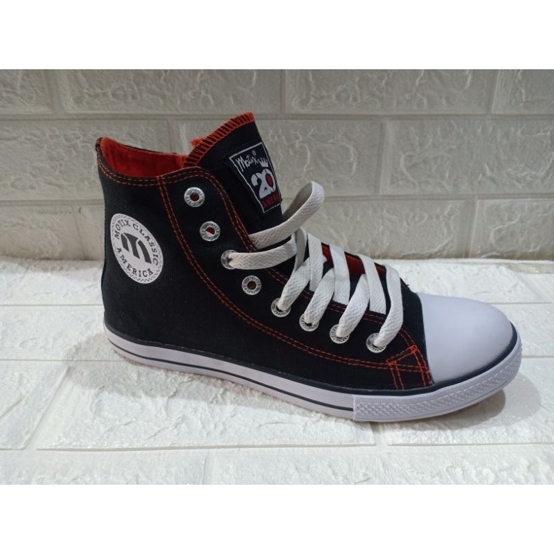 Sepatu Sekolah Anak Dewasa Motix Slim Hi Black/Orange Original
