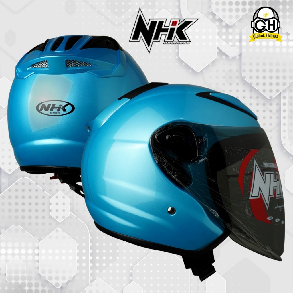 HELM HALF FACE NHK R6 NHK R-6 SOLID ICE BLUE