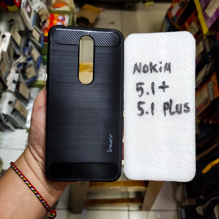 KARET nokia 5.1 plus / Nokia 5 .1+ silikon karet hitam softcase dan antigores MANTUL