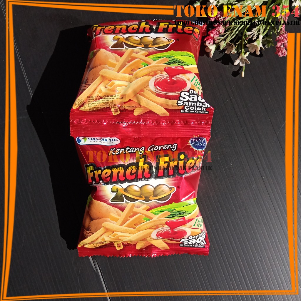 

French Fries 2000 snack kentang goreng dengan saos sambal colek renceng isi 10 bungkus x 16 gram