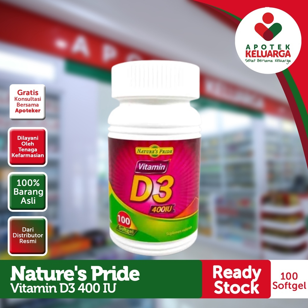 NATURE'S PRIDE VITAMIN D3 400IU isi 100 softgel #vitamind3 #d3400iu #suplementubuh #kesehatantubuh #