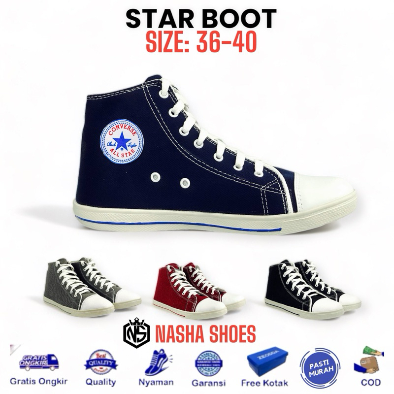 SEPATU BOT STAR / SEPATU  BOT / SEPATU BOT KEREN / SEPATU BOT MURAH / SEPATU BOT SNEAKER
