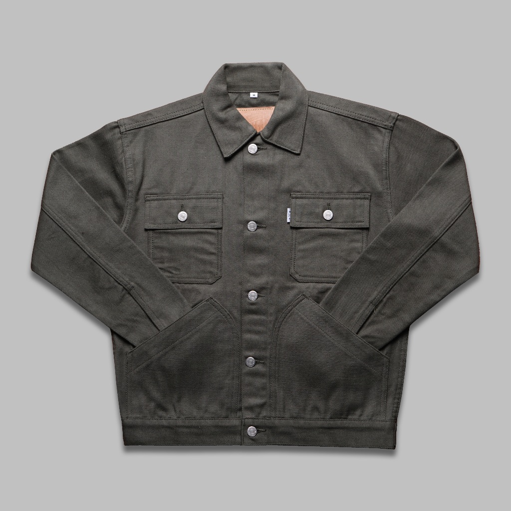 Mihane Jeans - Jaket Pria Denim Selvedge - Green Hornet 17oz Unsanforized - Field Jacket