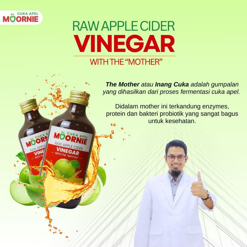 

[PAKET 2 BOTOL] CUKA APEL MOORNIE 100% murni tanpa campuran Free Bubble Warp Tebal