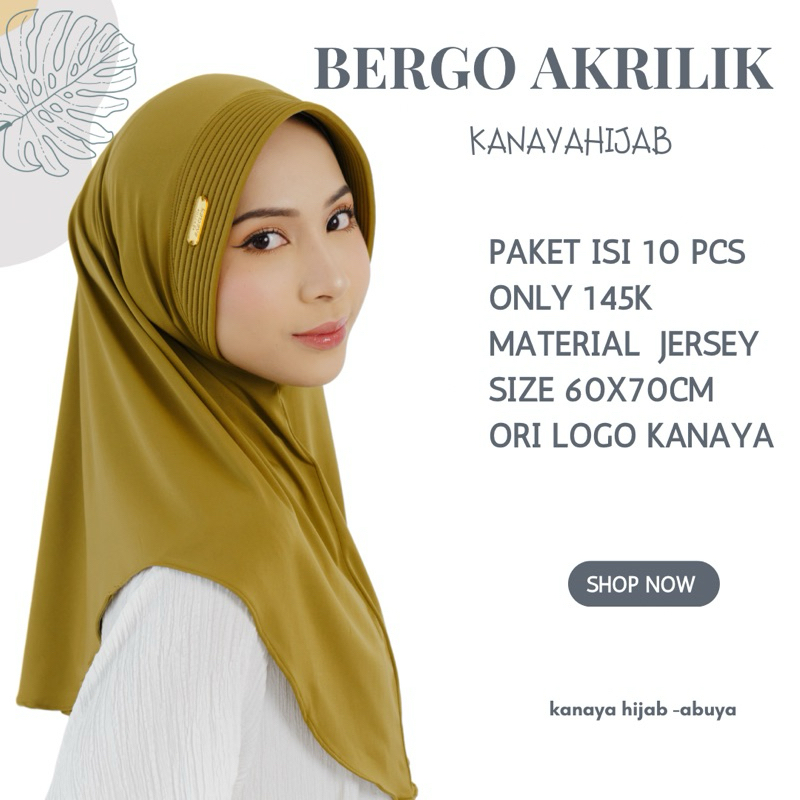 KANAYA - Paket Bergo Amira Label Akrilik 10pcs, Hijab Instan Label Plat