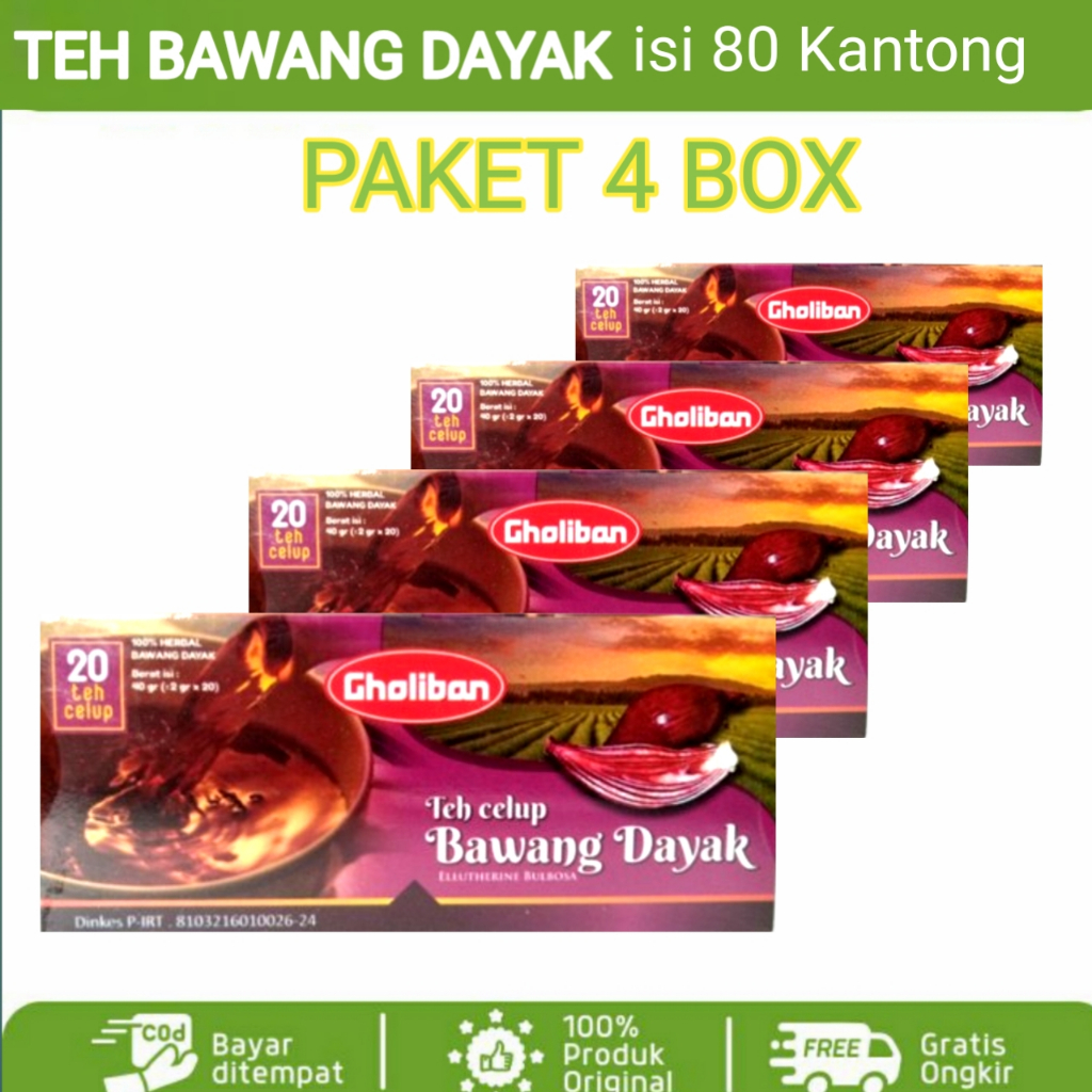 [ PAKET 4 BOX ] Teh Celup Bawang Dayak Gholiban