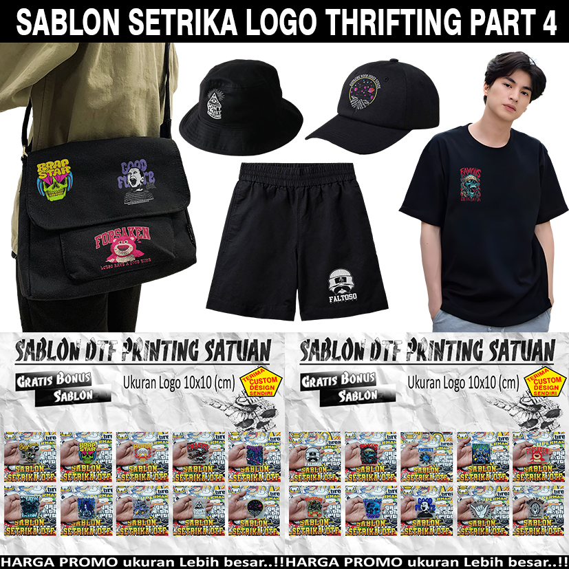 Sablon Kaos DTF Logo Thrift Part 4 sablon setrika satuan sablon custom sablon hoodie