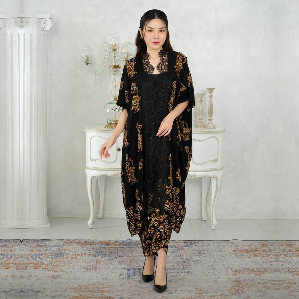 R5 ANDIN Set Outer Lace dan Rok Lilit Batik Wayang