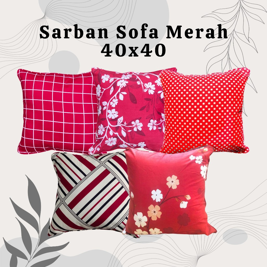 Shafiyyah.sarban (Set Merah) Sarung Bantal Sofa 40x40
