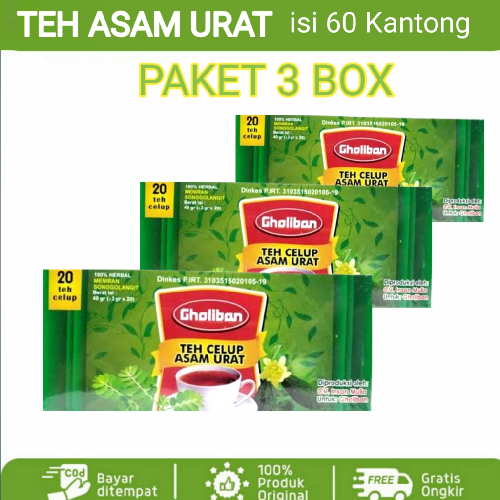 

[ PAKET 3 BOX ] Teh Celup Asam Urat Gholiban