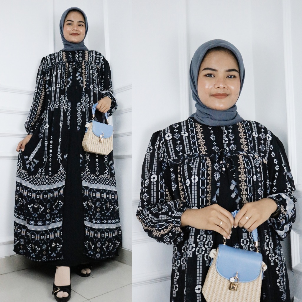 Gamis Crinkle Premium Aliya Maxy Bo Mix Ceruty Babydoll Size M L XL XXL  Busui Friendly Dress Wanita