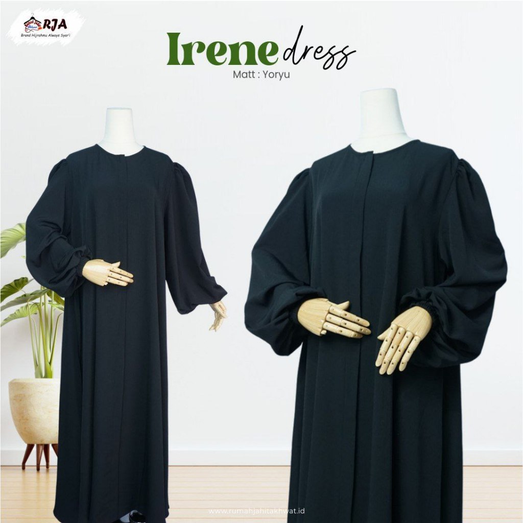JUBAH MUSLIMAH/ JUBAH TANGAN BALON/ JUBAG ANTI KUSUT/ IRENE DRESS RJA/JUBAH HITAM ELEGAN