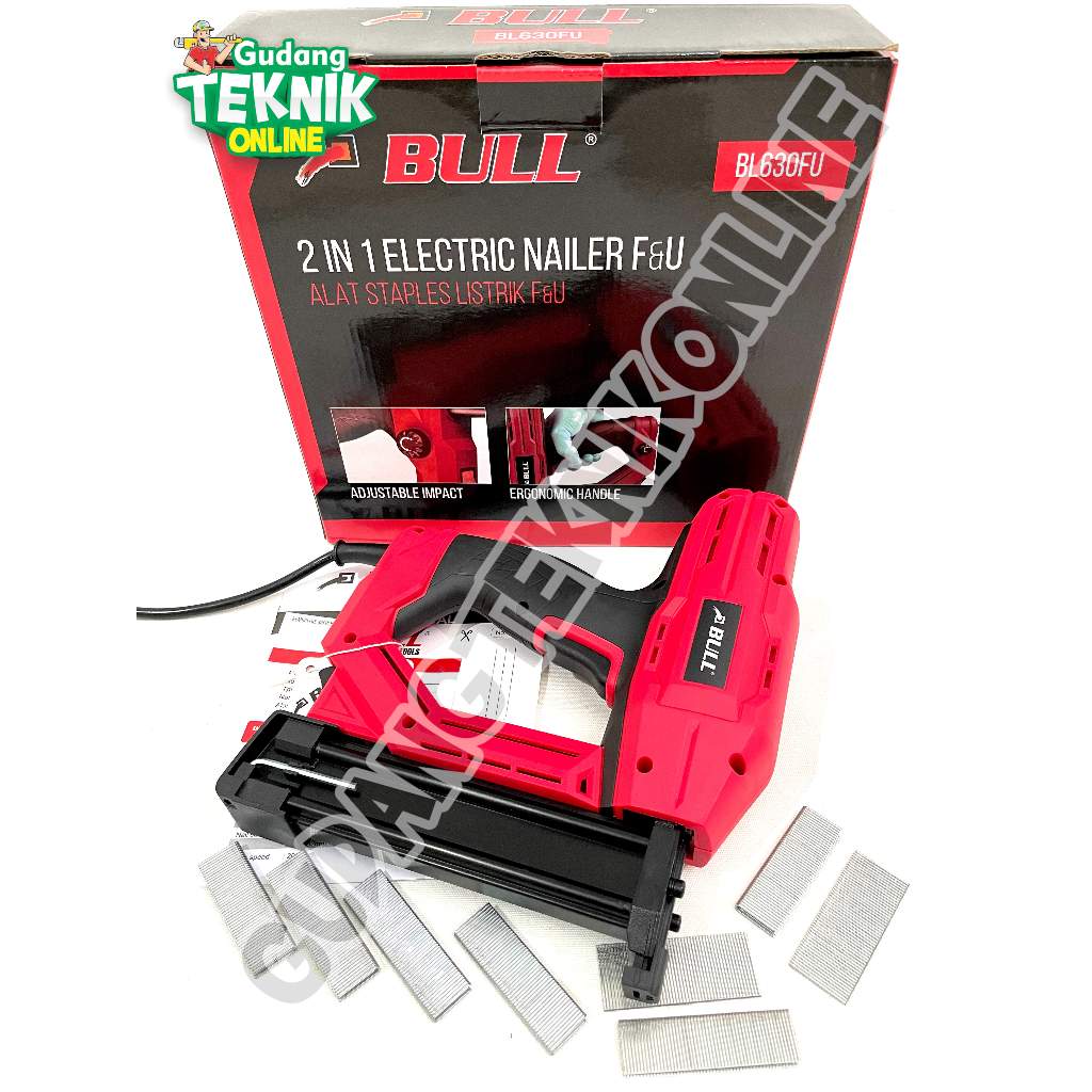 (BULL BL630FU LISTRIK) Mesin Paku Tembak LISTRIK BL630FU BULL / Paku Staples Stapler Lurus U 2in1 BL