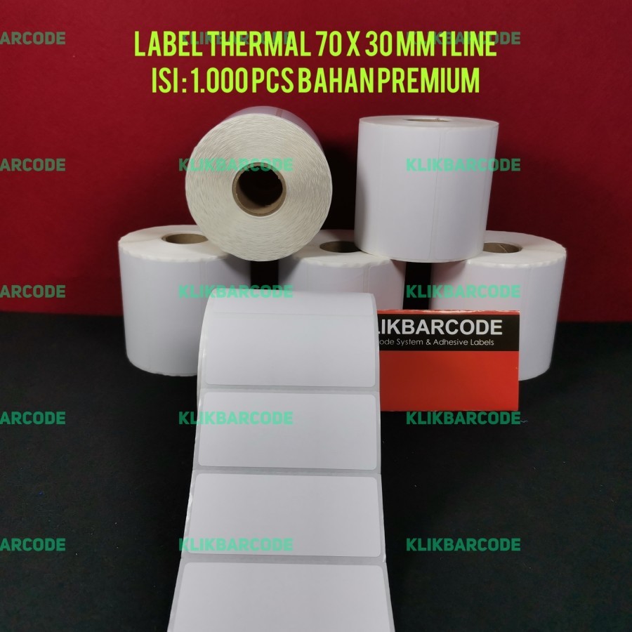 

Label Stiker Thermal 70x30mm 70x30 Sticker Barcode 70 x 30 mm 1000Pcs