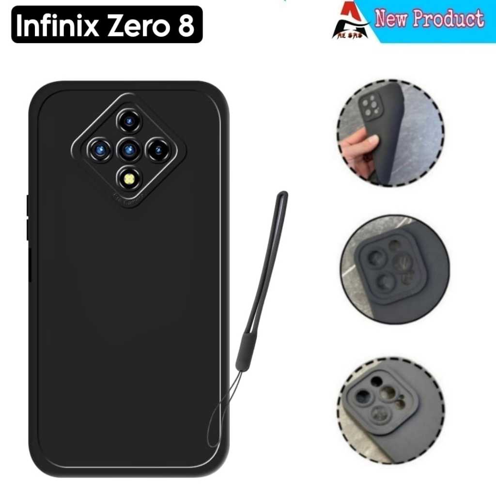 Casing INFINIX ZERO 8 Softcase Hitam Pro Camera Bonus Tali Handphone