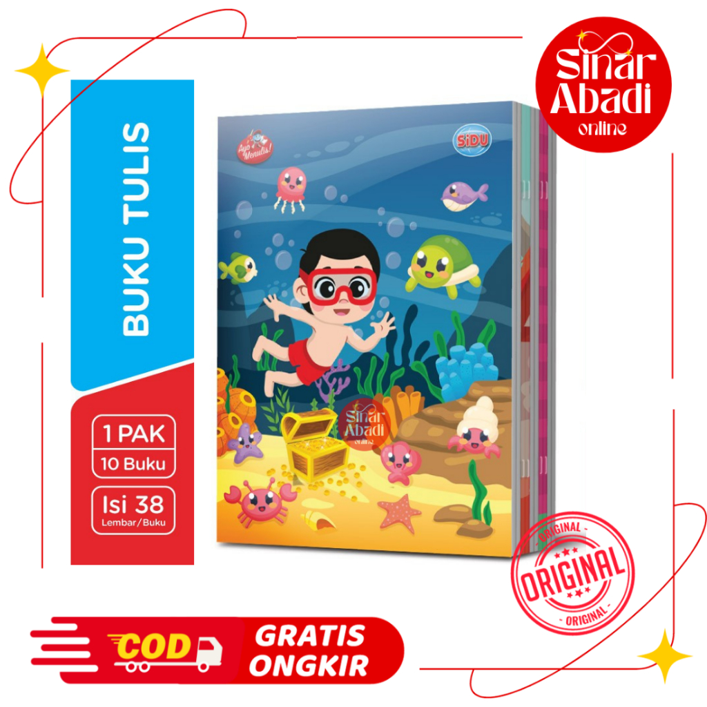 

BUKU TULIS SINAR DUNIA ( SIDU ) 38 LEMBAR 1 PAK / 10 BUKU