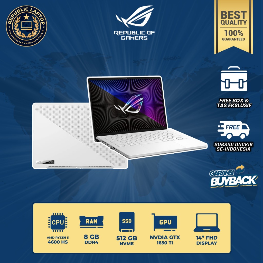 Laptop ASUS ROG Zephyrus/Ryazen 5/RAM 8GB/SSD 512GB/Original,Berkualitas,Bergaransi