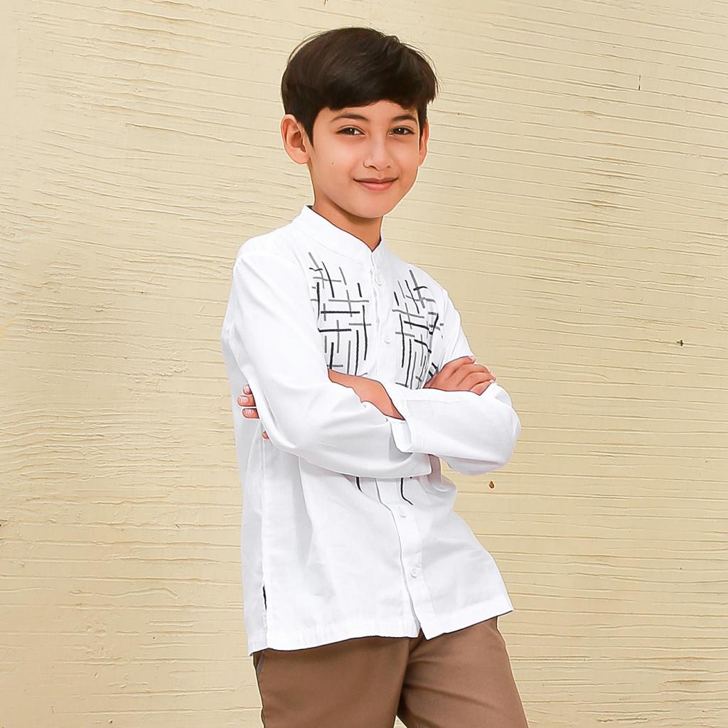 Cressida Kemeja Koko Kids Boy White - JB405P