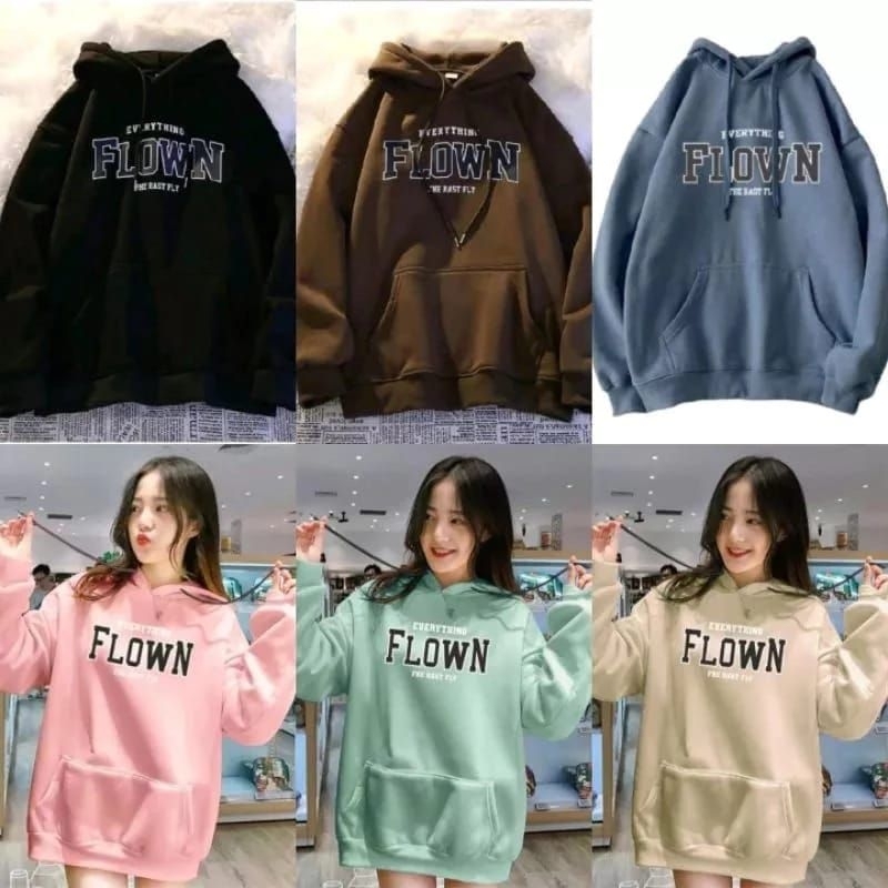 Baju Sweater Hoodie Flown Korea Style Hudi Topi Musim Dingin