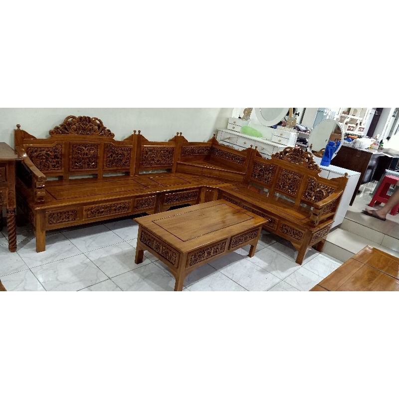 kursi sudut jati/kursi kayu jati sudut