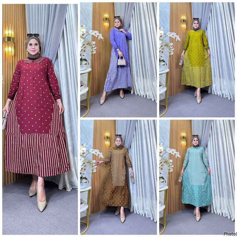 GAMIS MIDI NABILLA ZARA SALUR DRESS RAYON MURAH