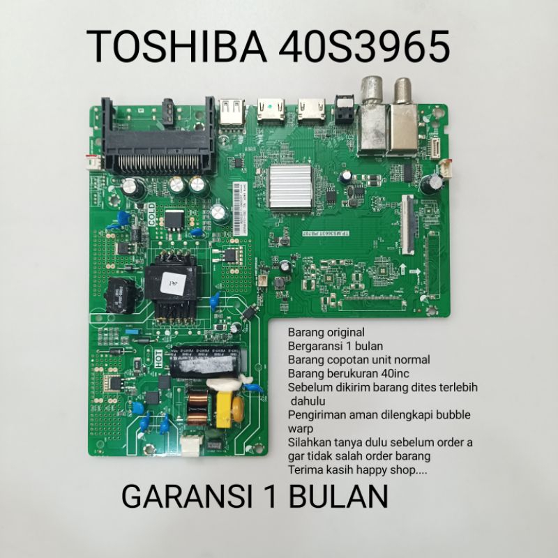 MB - MAINBOARD - MOBO - MOTHERBOARD TV LED TOSHIBA 40S3965 MESIN TV LED TOSHIBA