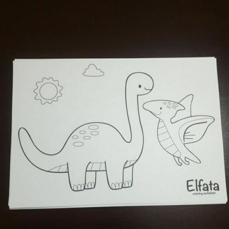 Lembar Menggambar Anak Mewarnai Dinosaurus