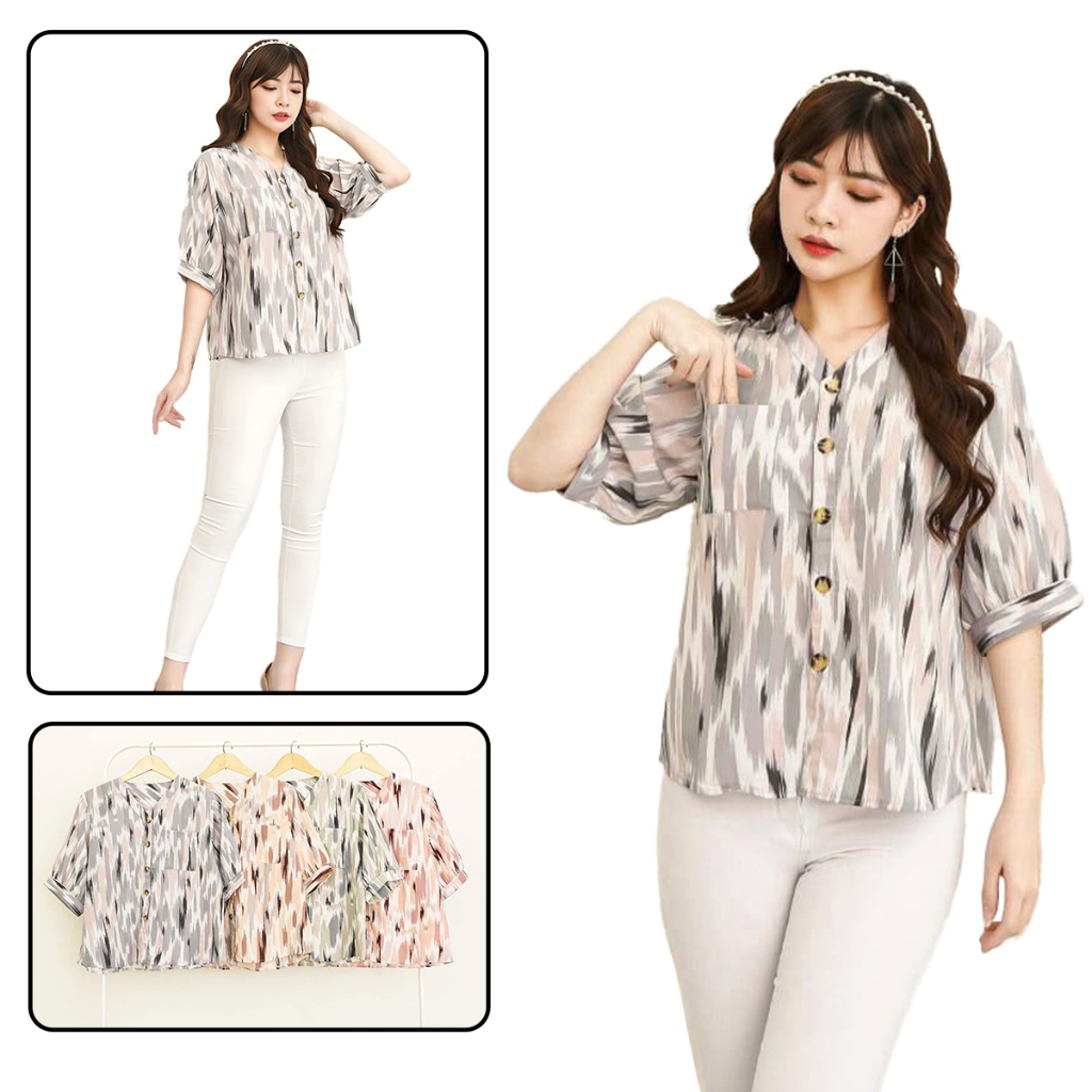Baju Blus Wanita Motif Korea Kekinian