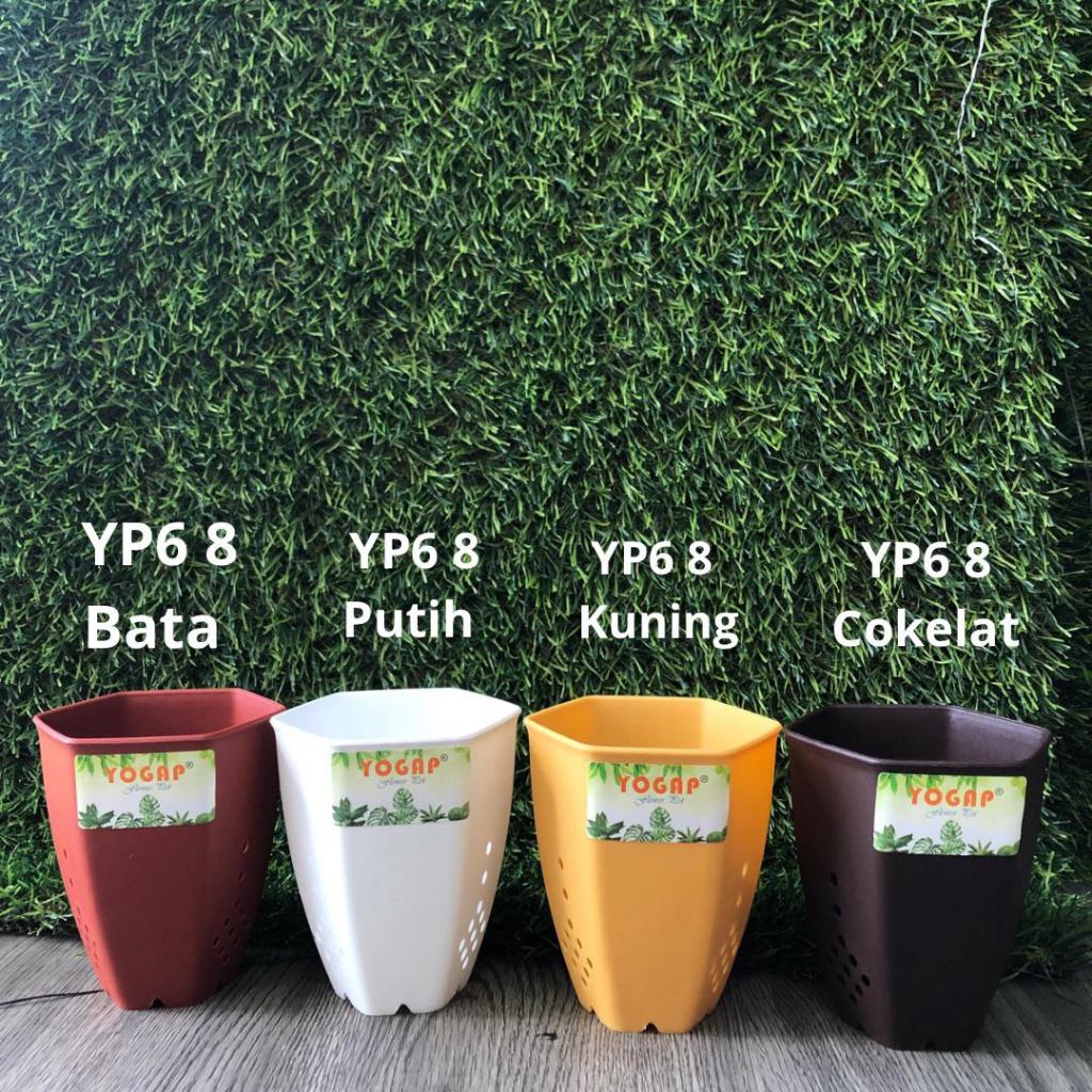 POT SEGI 6 YOGAP 8 - Pot plastik segi enam ukuran 8 murah awet untuk bunga tanaman hias sansivera ka