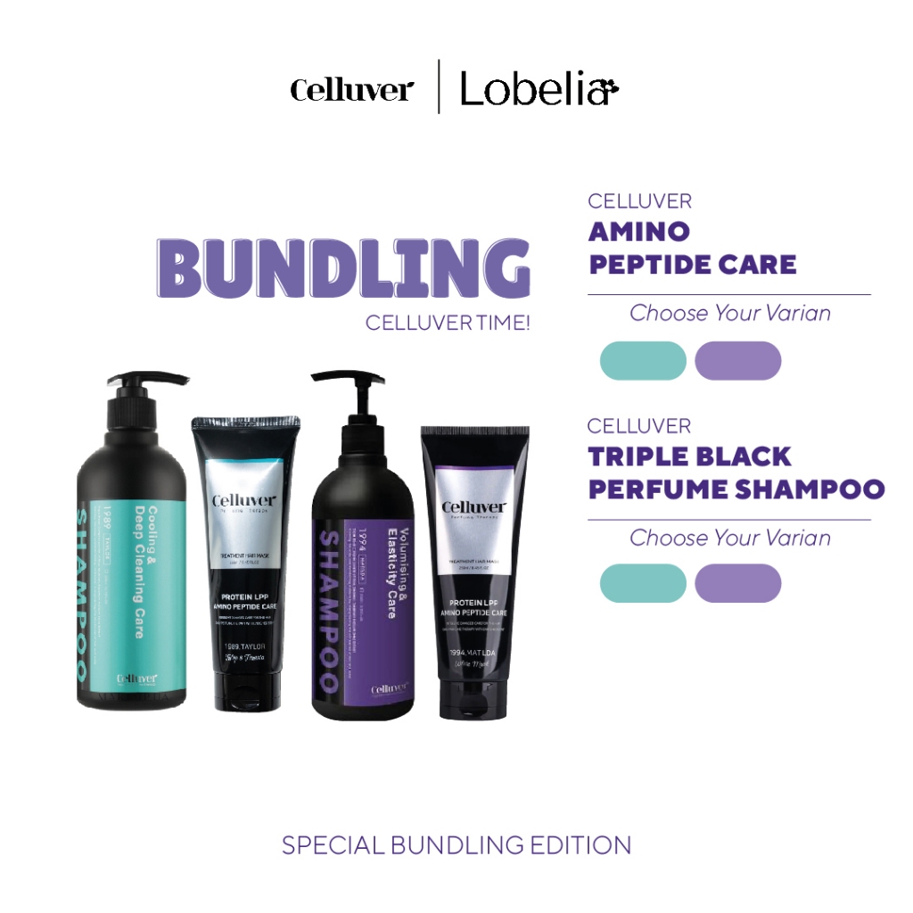 CELLUVER Hair Care Triple Black Perfume Shampoo 500ml + Protein LPP Amino Peptide Care 250mL (Hair M