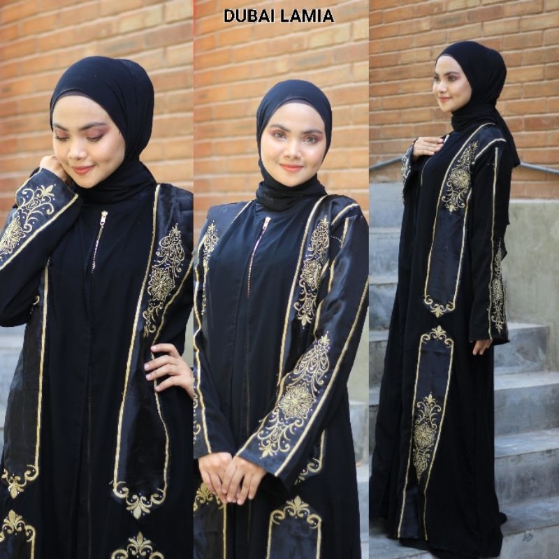 Pusat grosir abaya dress maxi dubai lamia busui jetblack