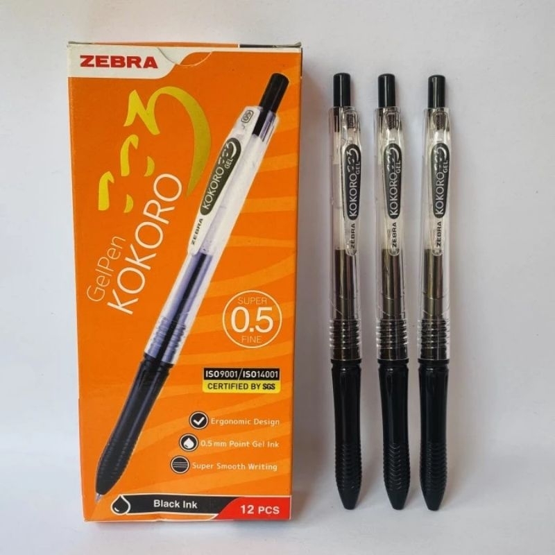 

PULPEN PEN PENA GELPEN GEL PEN ZEBRA KOKORO 0.5 WARNA HITAM