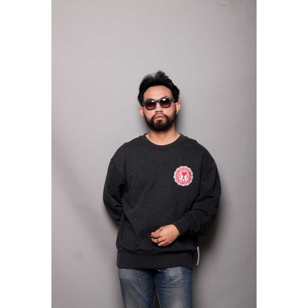 AMI PARIS GREY CREWNECK