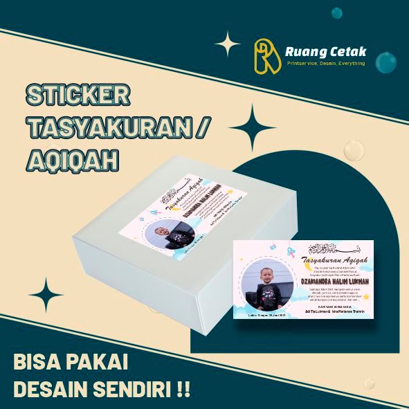 Stiker Label Makanan Custom Tasyakuran Aqiqah Kelahiran Bayi Nasi Kotak Chromo Free Design