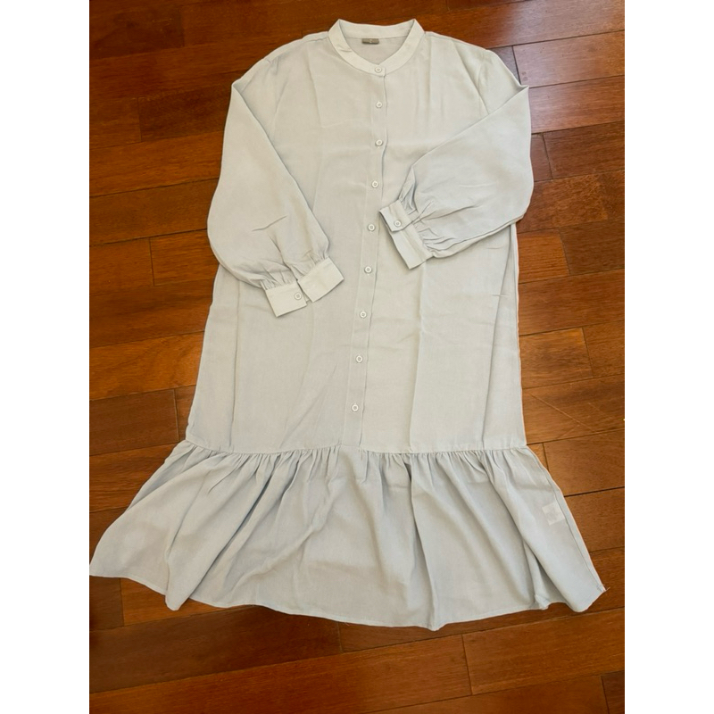 dress sifon biru muda