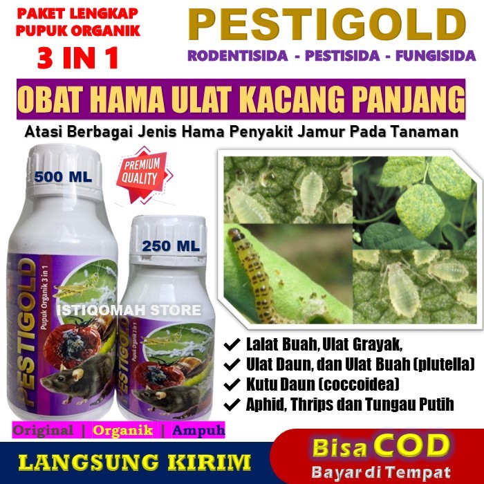 Obat Semprot Hama Penyakit Ulat Kacang Panjang Ampuh PESTIGOLD Rodentisida Fungisida Pestisida Menga