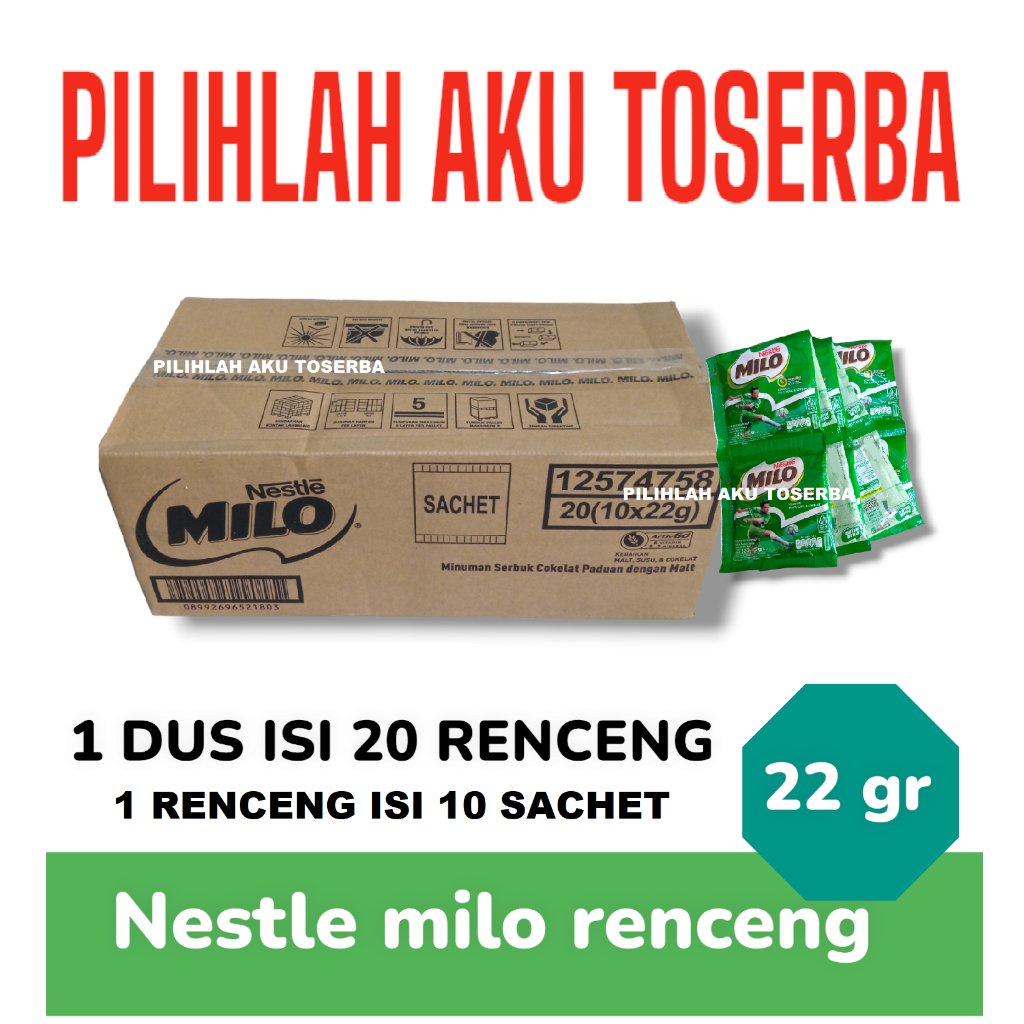 

Milo Renceng Activ-Go Cokelat Malt 22 gr x 10 sachet ( HARGA 1 KARTON ISI 20 RENCENG )