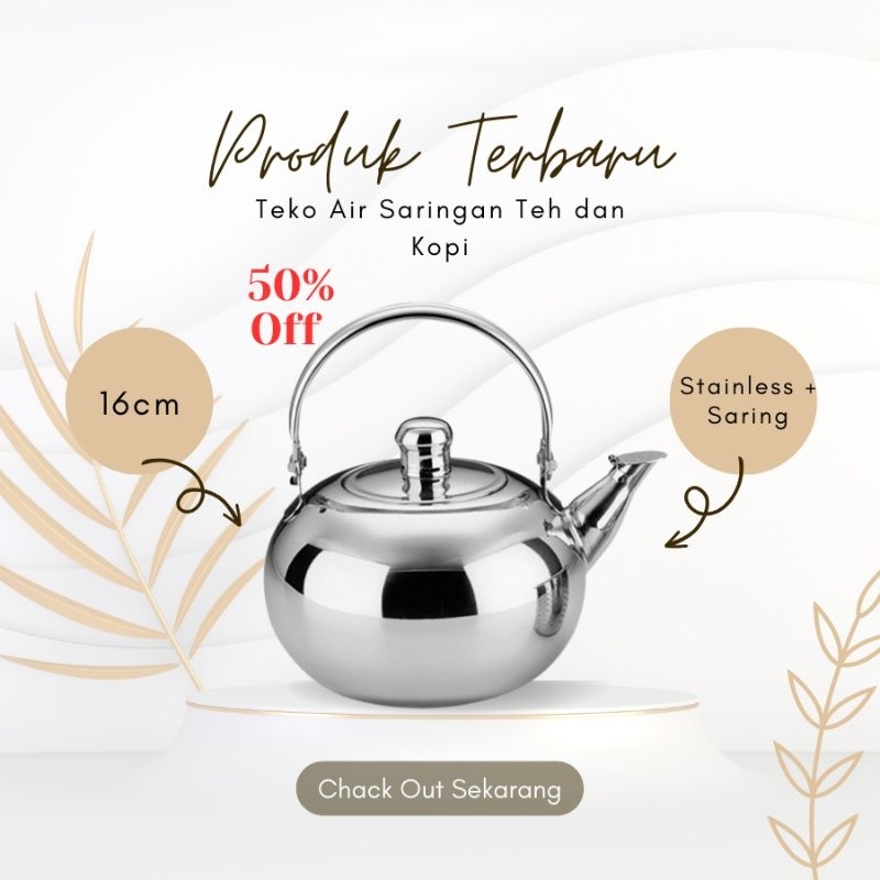 BEST 16cm Teko Air Teko Saringan Teh dan Kopi Teko Stainless + Saring