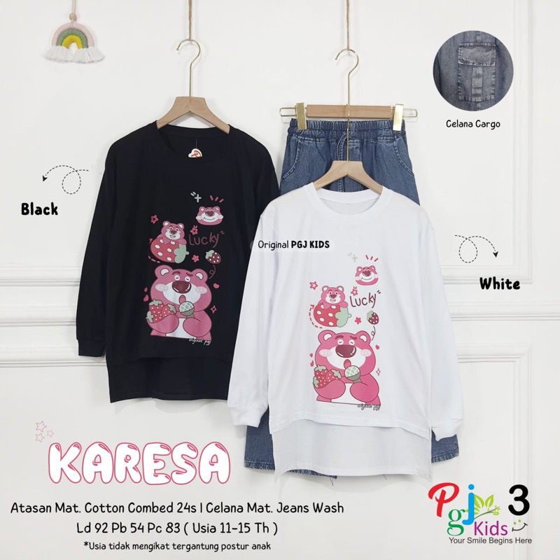 PGJ setelan anak perempuan karesa happy lotso bearnia meisie nafis mikayla beyza set | combad jeans 
