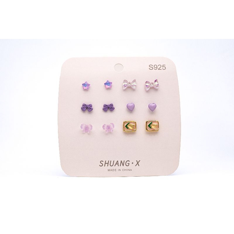 Anting wanita stud tusuk PURPLE SET warna ungu