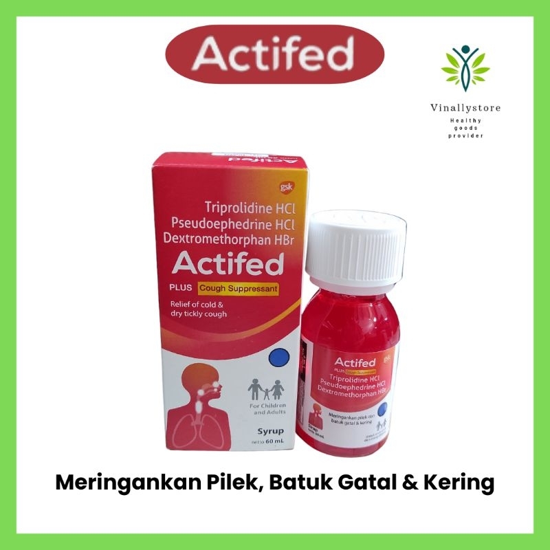 Actifed Plus Cough Suppressant Syrup 60ml - Meringankan pilek & batuk kering