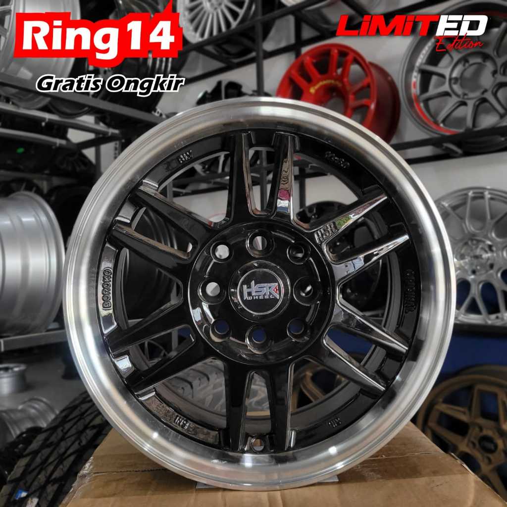 Velg mobil ring 14 HSR BLY01 velg mobil racing r14 Agya,ayla,ignis,brio,calya,sigra,jazz,yaris,etios