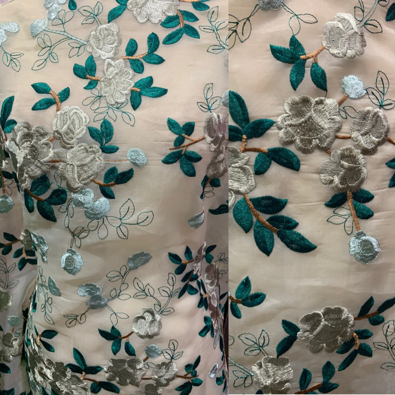 Organza Bordir motif Bunga / Bahan Kain Organza Bordir motif Bunga