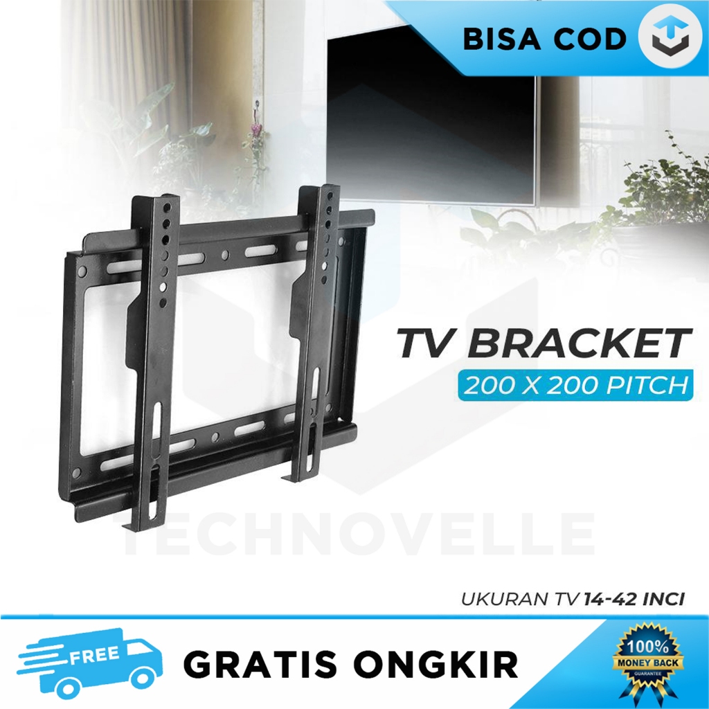 PENYANGGA TV LED DINDING 43 Inch PASANG DI DINDING TEMPEL TEMBOK B25