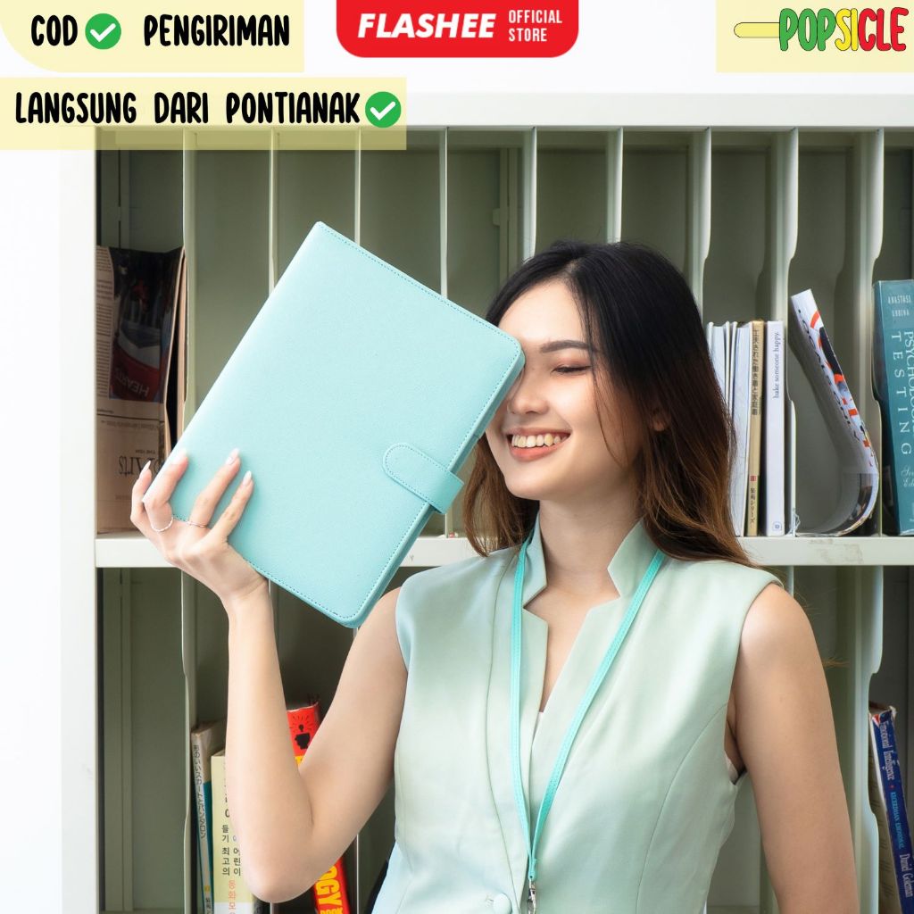 

Cover Binder Flashee Polos B5 26 Ring Agenda Kulit Polos Bisa Refil Kertas COD Warna Tosca Termurah