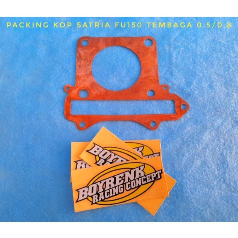 PACKING BLOCK + KOP / HEAD SATRIA FU 150 TEMBAGA-BOYRENK