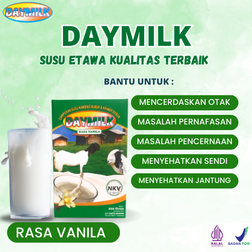 

DAYMILK Susu Kambing Etawa Bubuk Rasa Vanila. Bantu Atasi Masalah Persendian dan Pernafasan