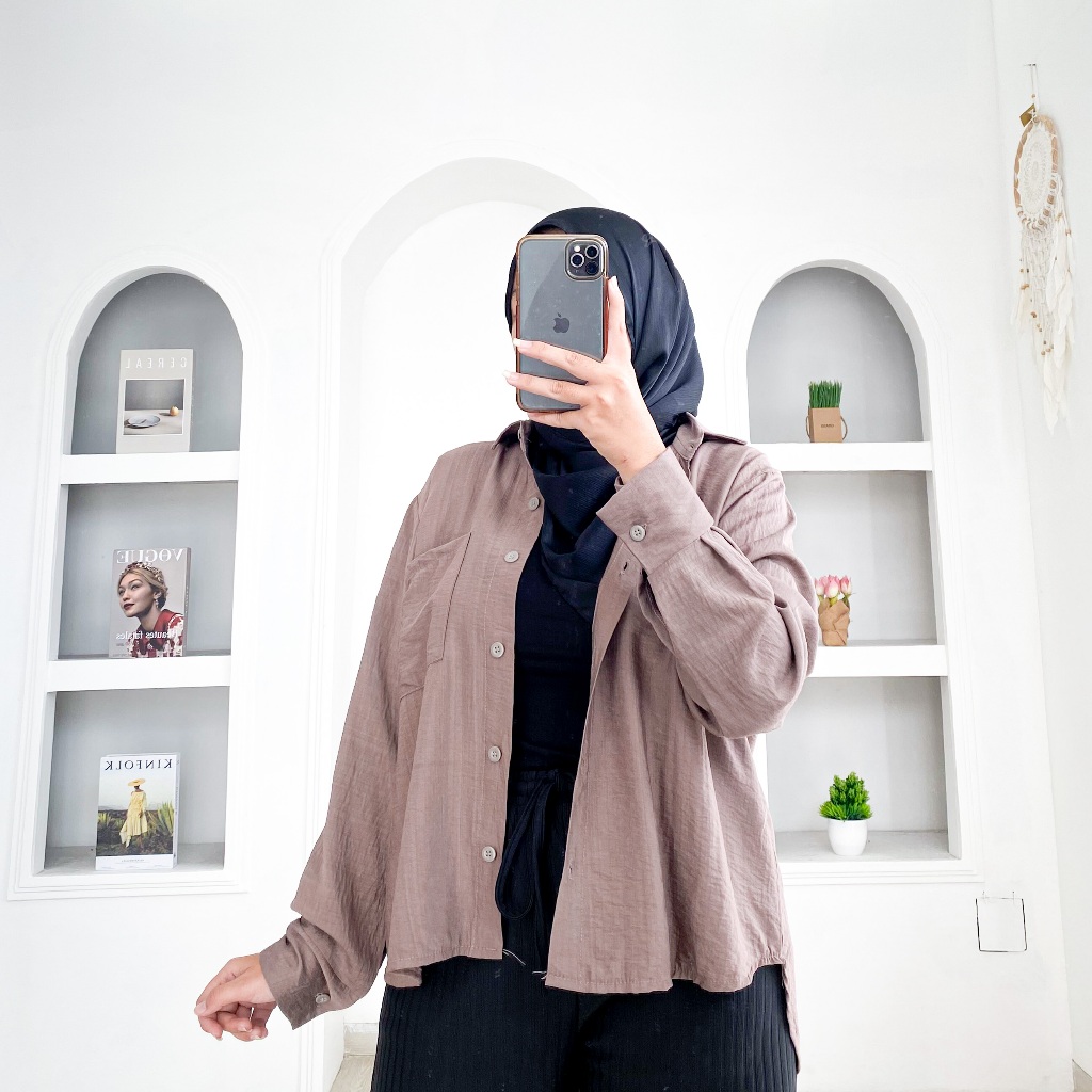 POLO SHIRT OVERSIZE - Atasan Wanita Hijab Kemeja OVERZIZE / Kemeja cwek fhasion Korea style / Kemeja