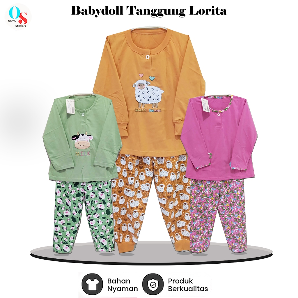 Setelan Baju Tidur Anak Lorita Umur 6 - 8 Tahun Ukuran ( L ) Babydoll CPP Lengan Celana Panjang