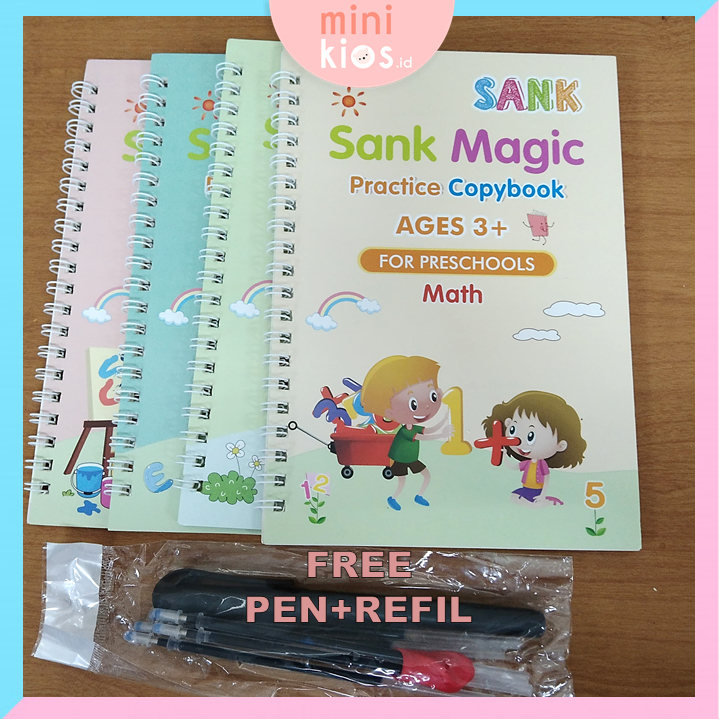 

SANK MAGIC BOOK / BUKU LATIHAN MENULIS 1SET ISI 4PCS (FREE PENA)